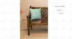 پرده دکوپیک سری پرنیا کد 10 به همراه کوسن-تصویر کوسن روی صندلی چوبی