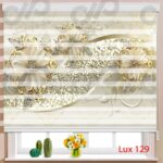 پرده-زبرا-دکوراتیو-با-گل-های-کرم-و-طلایی-lux129
