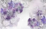 پرده زبرا سه بعدی - طرح گل بنفش - کد lux026 - 3