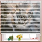 پرده زبرا سه بعدی - طرح گل رز سفید - کد lux115 - 3