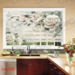 پرده زبرا - طرح گل رز سفید - کد lux020 - 4