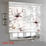 پرده زبرا - طرح گل سفید و صورتی - کد lux376 - 3