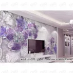 پوستر دیواری لوکس سه بعدی طرح گل اطلسی بنفش کد wp-lux-026 - 1