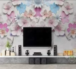 پوستر سه بعدی - پشت تلویزیون - طرح گل های رنگارنگ - کد wp-lux-192 - 3