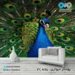 طرح پوستر دیواری پذیرش طرح طاووس آبی از نمای نزدیک کد PC446