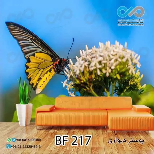 پوسترتصویری پذیرایی باتصویرپروانه روی گل -کدBF217