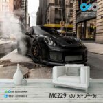 پوستر دیواری تصویری پذیرایی با تصویر خودرو مدرن کوپه مشکی-خیابان-کدMC229