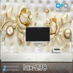 پوستر دیواری-پشت تلویزیون لوکس با تصویر گل های مرواریدی-کدlux-238