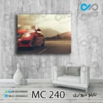 تابلو دیواری دکوپیک طرح خودرو مدرن قرمز درجاده-کد MC_240 - مستطیل افقی