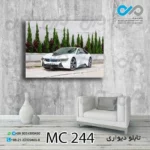 تابلو دیواری دکوپیک طرح خودرو مدرن سفید-کد MC_244 - مستطیل افقی