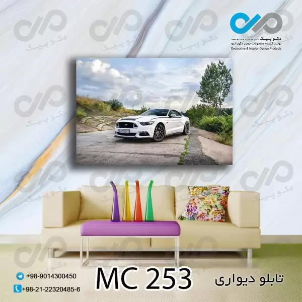 تابلو دیواری دکوپیک طرح خودرو مدرن سفید-کد MC_253 - مستطیل افقی