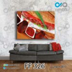 تابلو دیواری دکوپیک فست فود طرح ساندویچ و سس ها-FF_326مستطیل افقی