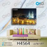 تابلو دیواری دکوپیک با طرح نمای ساختمان های عجیب شهردرشب- کد H4564 مستطیل افقی