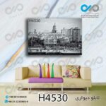 تابلو دیواری دکوپیک باطرح سیاه وسفیدساختمان ها وخیابان ها - کد H4530 مستطیل افقی