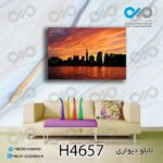 تابلو دیواری دکوپیک با طرح ساختمان هاوبرج هاکنارآب درغروب- کد H4657 مستطیل افقی