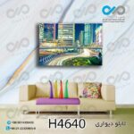 تابلو دیواری دکوپیک با طرح ساختمان ها وخیابان هادرشب - کد H4640 مستطیل افقی