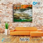 تابلو دیواری دکوپیک طبیعت با طرح رودخانه و آبشار درجنگل- کد N696 مربع