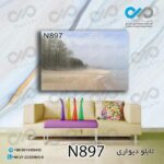 تابلو دیواری دکوپیک طبیعت با طرح دریا و ساحل- کد N897 مستطیل افقی