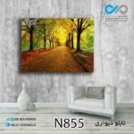 تابلو دیواری دکوپیک طبیعت با طرح جنگل پاییزی- کد N855 مستطیل افقی