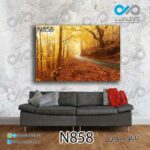 تابلو دیواری دکوپیک طبیعت با طرح جنگل زیبای پاییزی- کد N858 مستطیل افقی