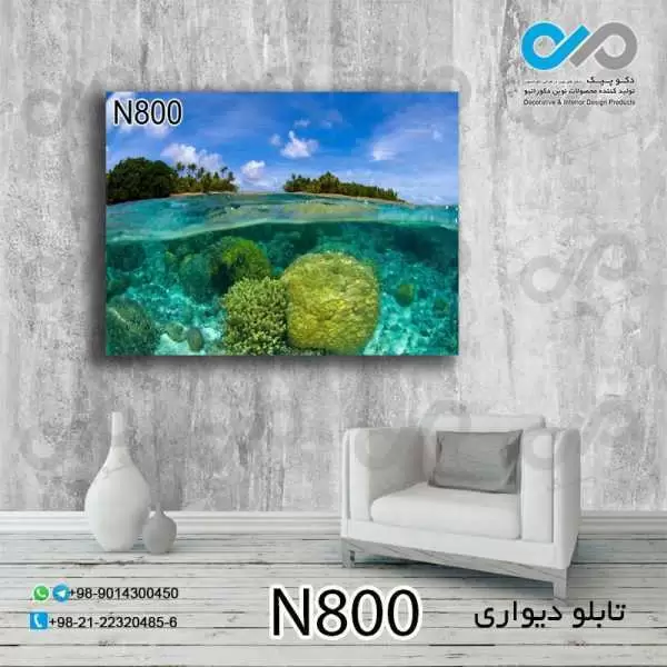 تابلو دیواری دکوپیک طبیعت با طرح زیردریا- کد N800 مستطیل افقی