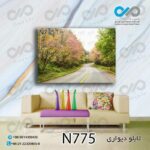 تابلو دیواری دکوپیک طبیعت با طرح جاده بین جنگل- کد N775 مستطیل افقی